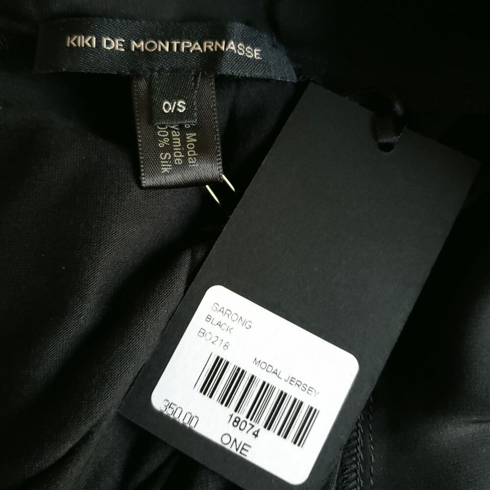 KIKI DE MONTPARNASSE sarong swim cover up resort wear skirt dress black OS NEW - Picture 10 of 11
